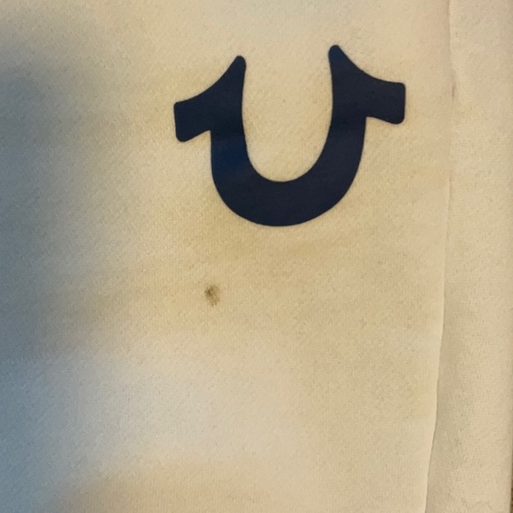 True Religion White Sweatpants with Navy Logo - Picture 2 of 4